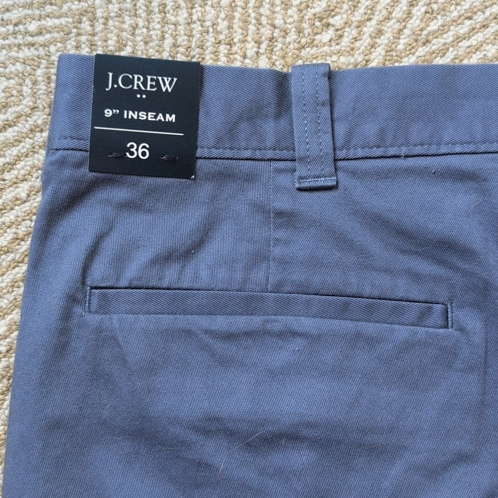 New J. Crew Navy Flat Front 9" Inseam Chino Cotton Shorts Slate Blue Sz 36 - Picture 6 of 6